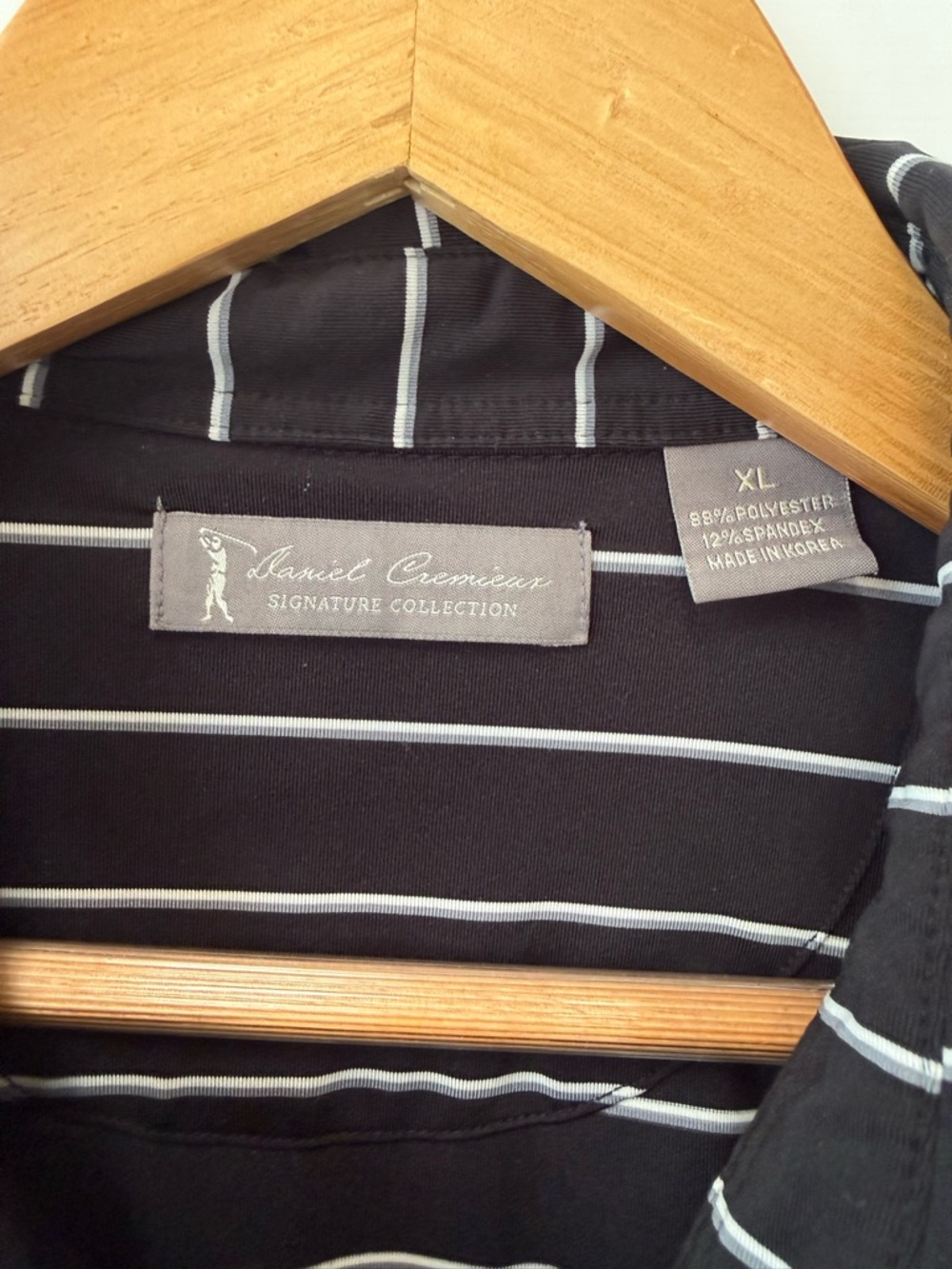 Men’s XL EUC Daniel Cremieux Black Polo with White Stripes. Classic. Super Soft! - Picture 2 of 5